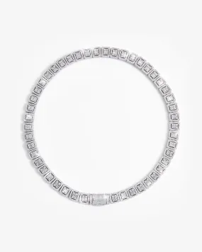 12mm Clustered Tennis Chain - White Gold