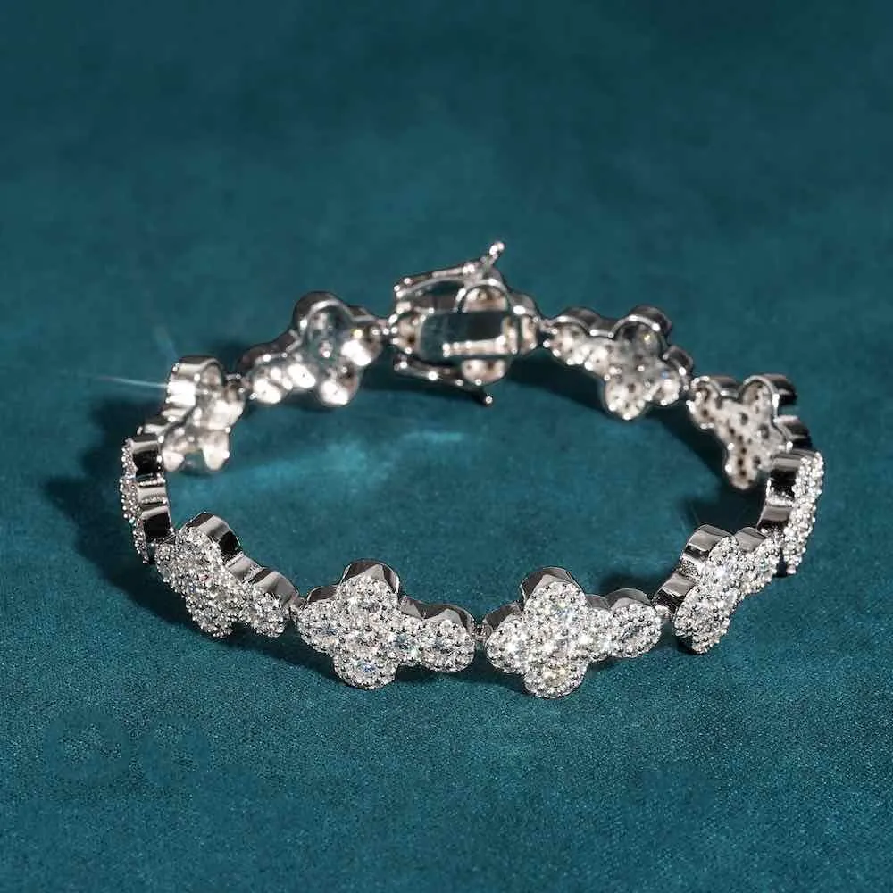 12.5MM Moissanite Cross Tennis Bracelet 14K Gold