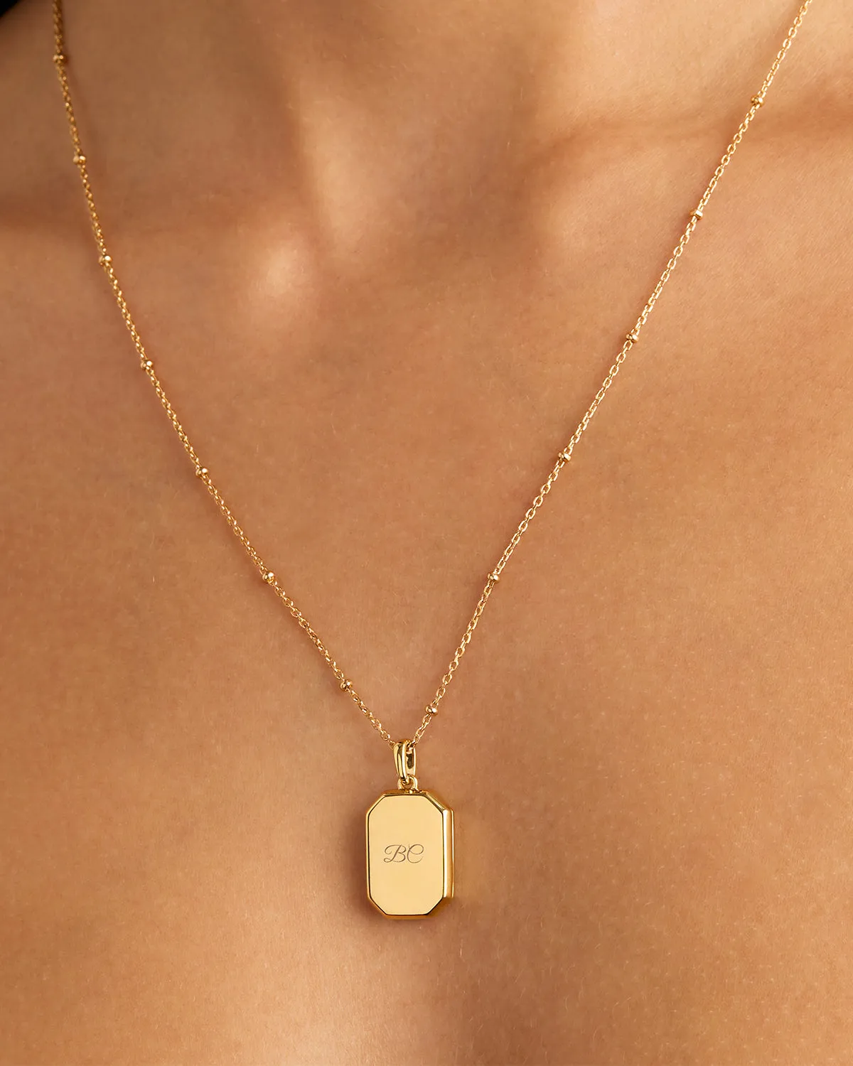 14k Solid Gold Rectangular Diamond Lotus Locket Pendant