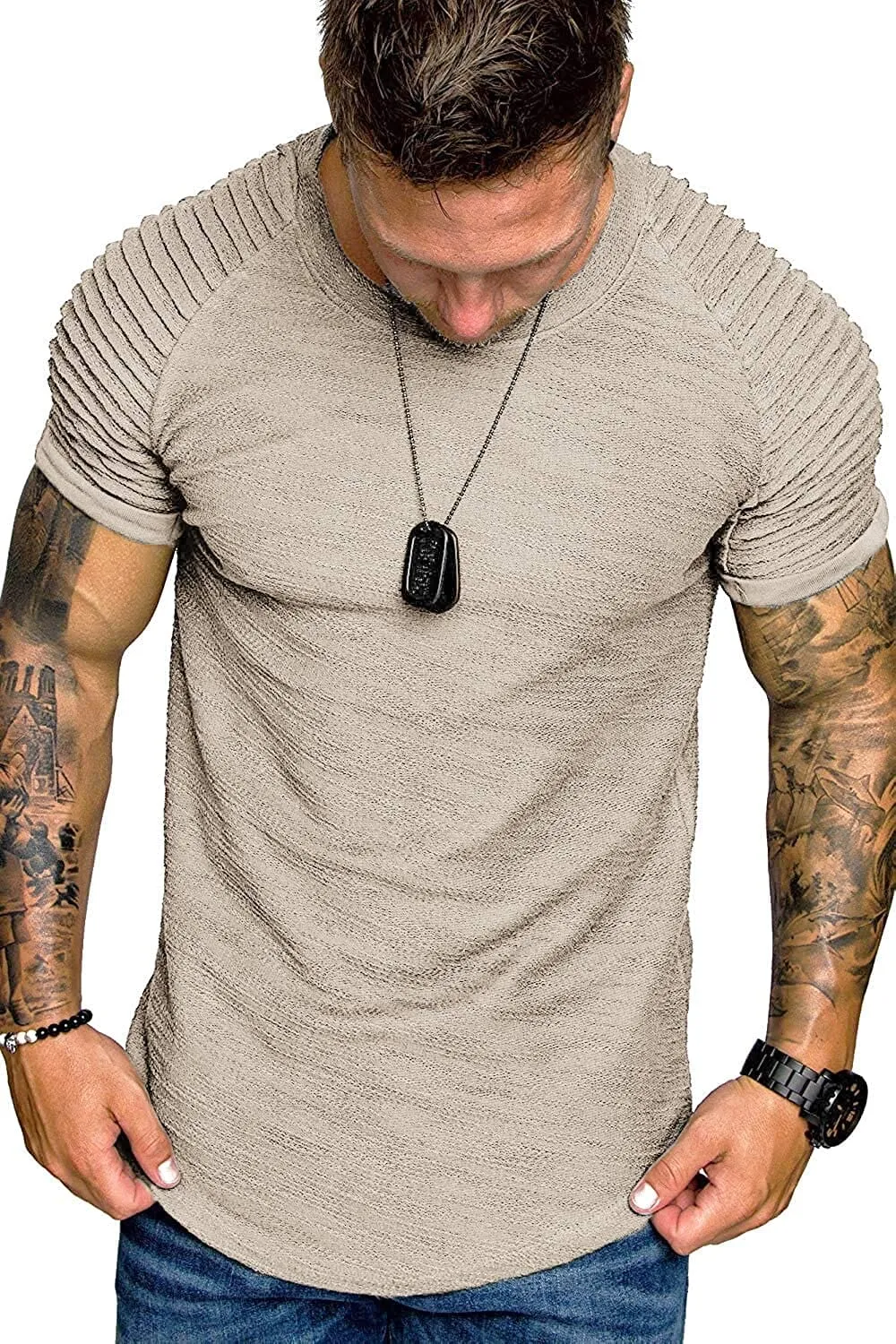 2 Packs Pleats Sleeve Muscle Gym Tee (US Only)