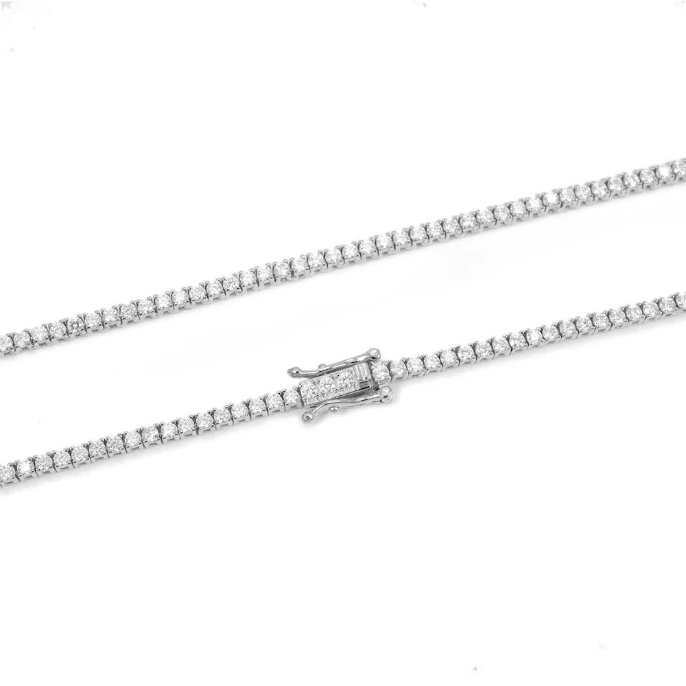 2MM Diamond Tennis Chain 14K Solid White Gold