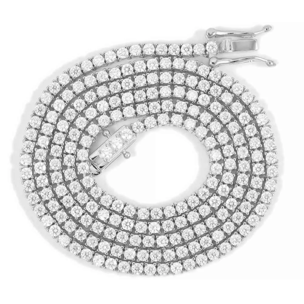 2MM Diamond Tennis Chain 14K Solid White Gold