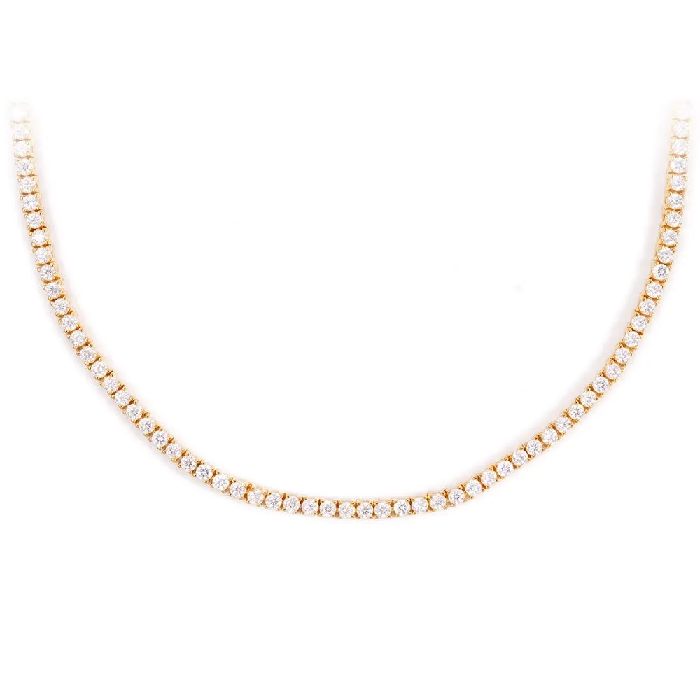 2MM Diamond Tennis Chain 14K Solid Yellow Gold