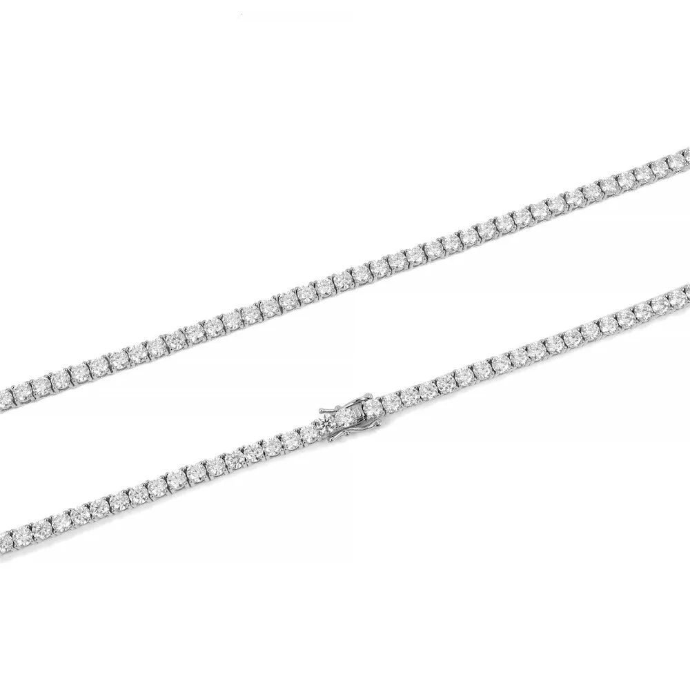 4MM Diamond Tennis Chain 14K Solid White Gold