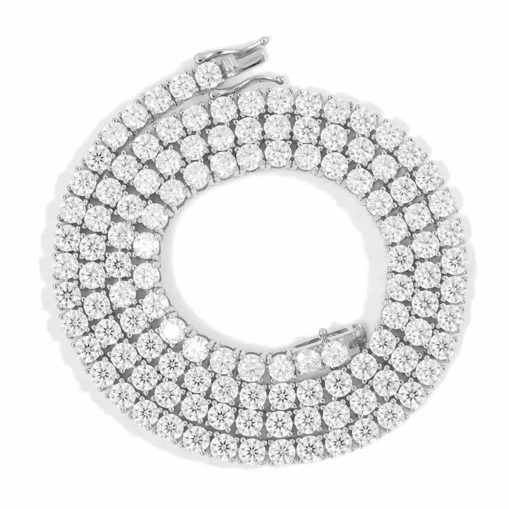 4MM Diamond Tennis Chain 14K Solid White Gold