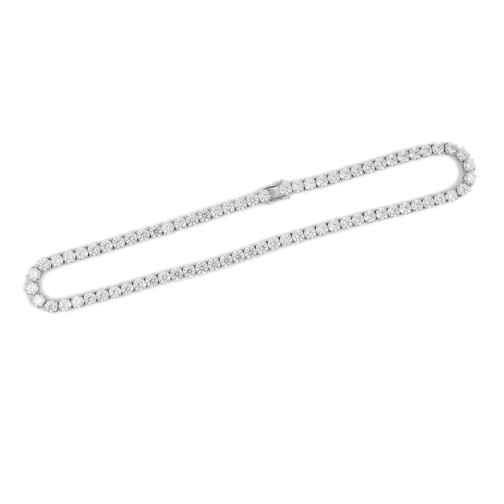 6MM Diamond Tennis Chain 14K Solid White Gold