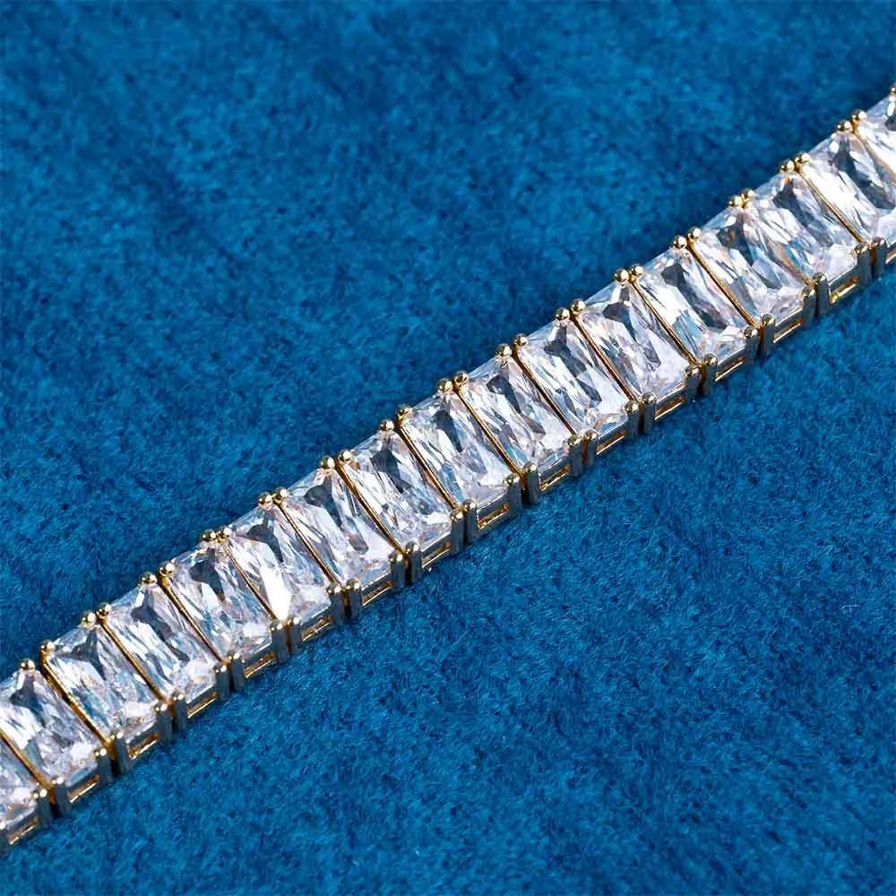 8MM Moissanite Baguette Tennis Bracelet 14K Gold