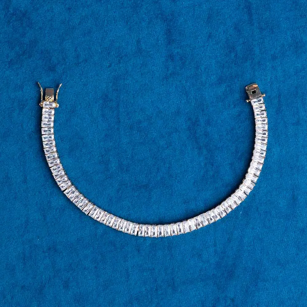 8MM Moissanite Baguette Tennis Bracelet 14K Gold