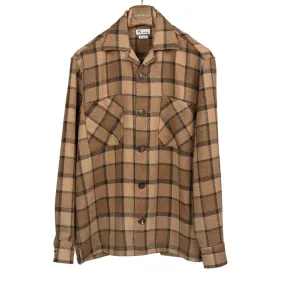 Aabba plaid overshirt in brown and tan twill cotton mix