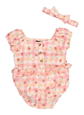 Baby Girls 0-9M Printed Ruffle Bodysuit and Headband