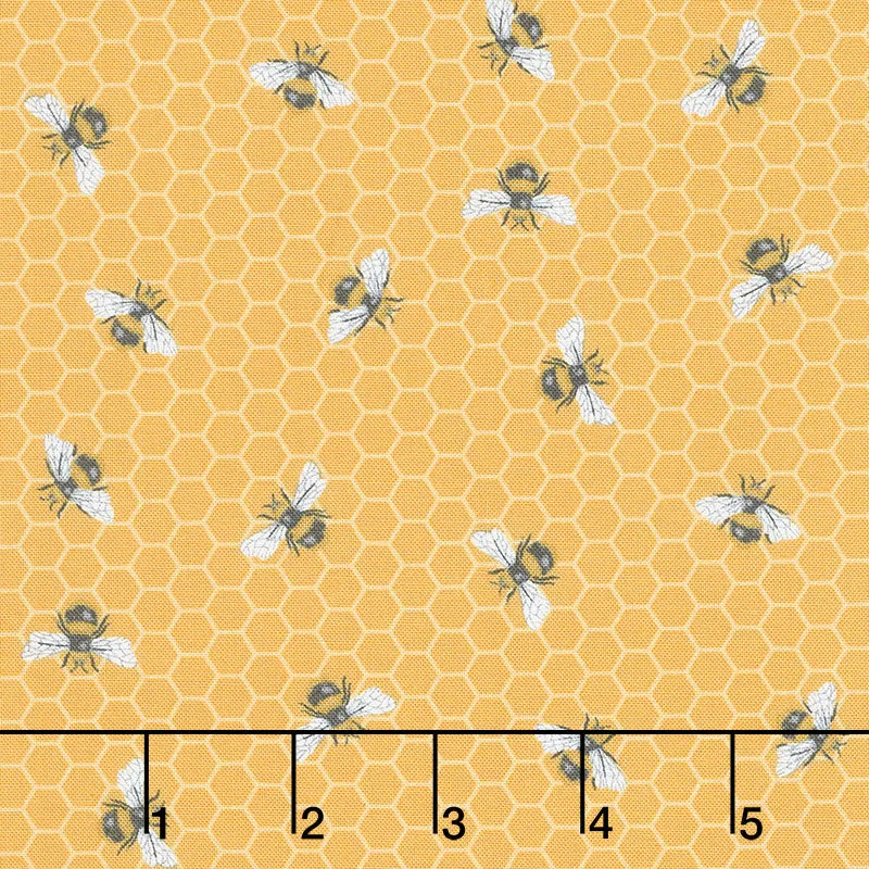 Bee Kind - Honeycomb Bee Yellow Multi Yardage