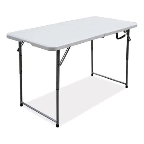 Bifold Resin Folding Table, Rectangular, 48 X 23.6 X 29.1, White Granite Top, Gray Base/legs, 2/pack