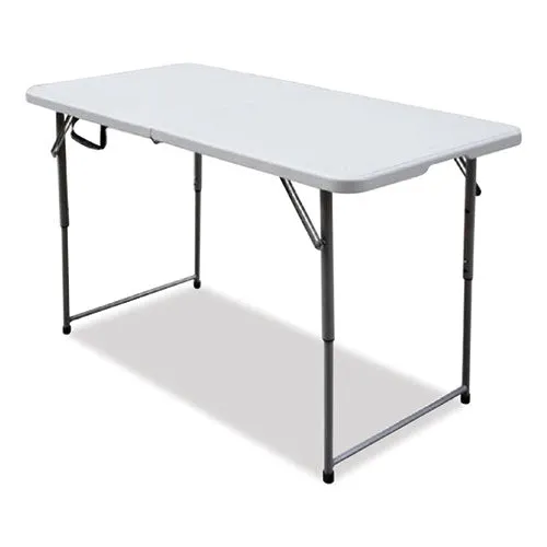 Bifold Resin Folding Table, Rectangular, 48 X 23.6 X 29.1, White Granite Top, Gray Base/legs, 2/pack