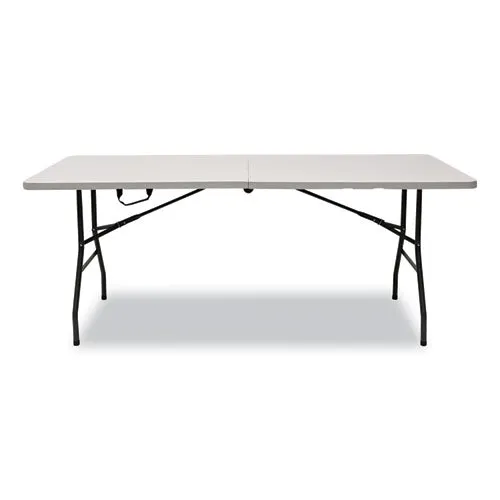 Bifold Resin Folding Table, Rectangular, 70.9 X 29.1 X 30, White Granite Top, Gray Base/legs, 2/pack