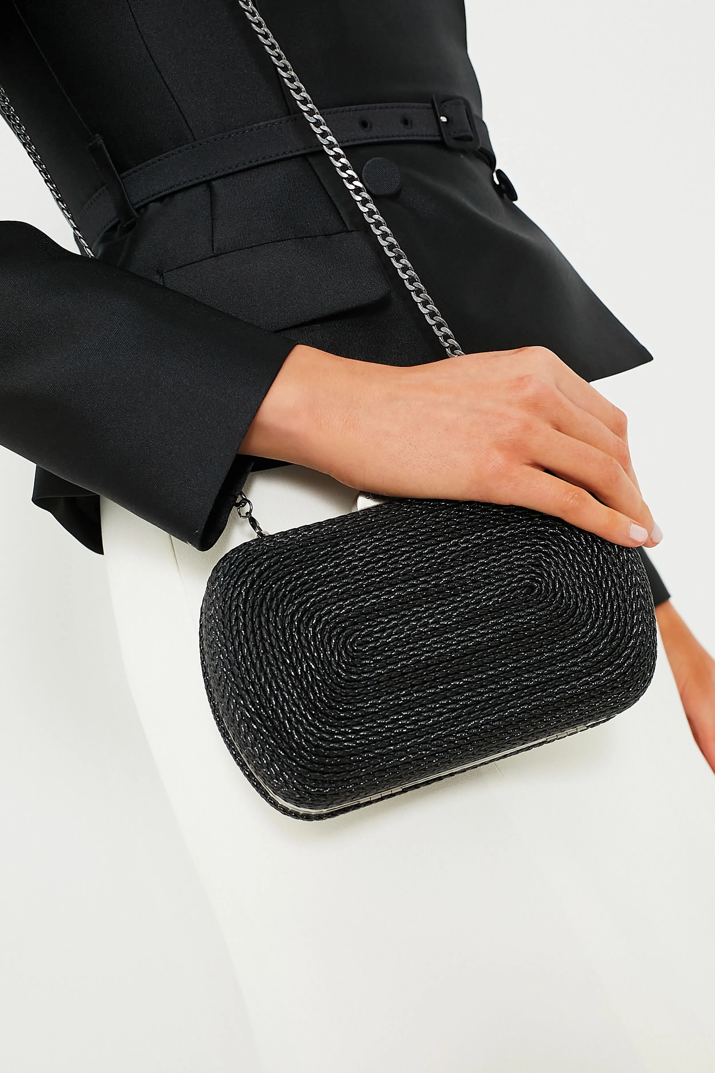 Black Martina Coiled Rope Clutch