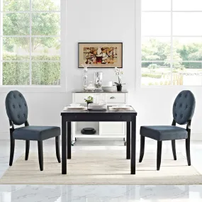 Button Dining Side Chair Upholstered Fabric Set of 2 by Modway