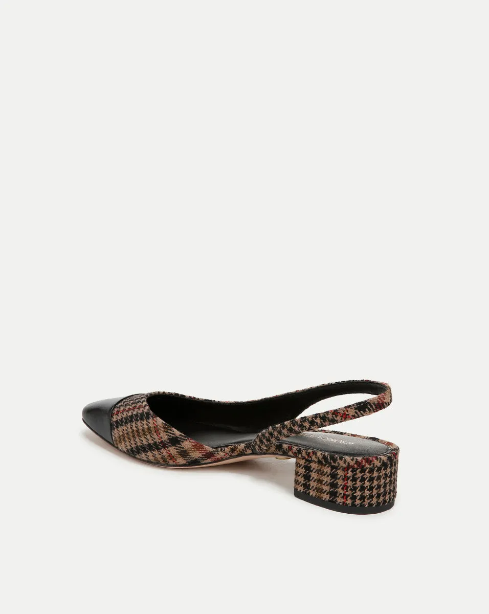 Cecile Plaid Cap-Toe Slingback