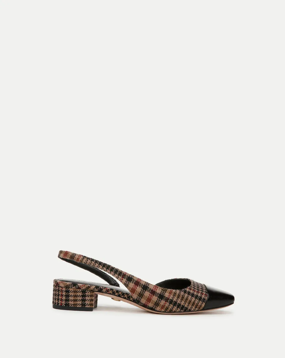 Cecile Plaid Cap-Toe Slingback