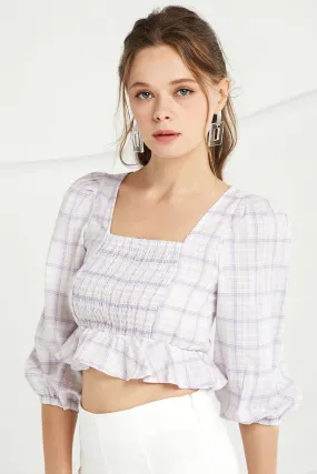 Destiny Plaid Crop Blouse