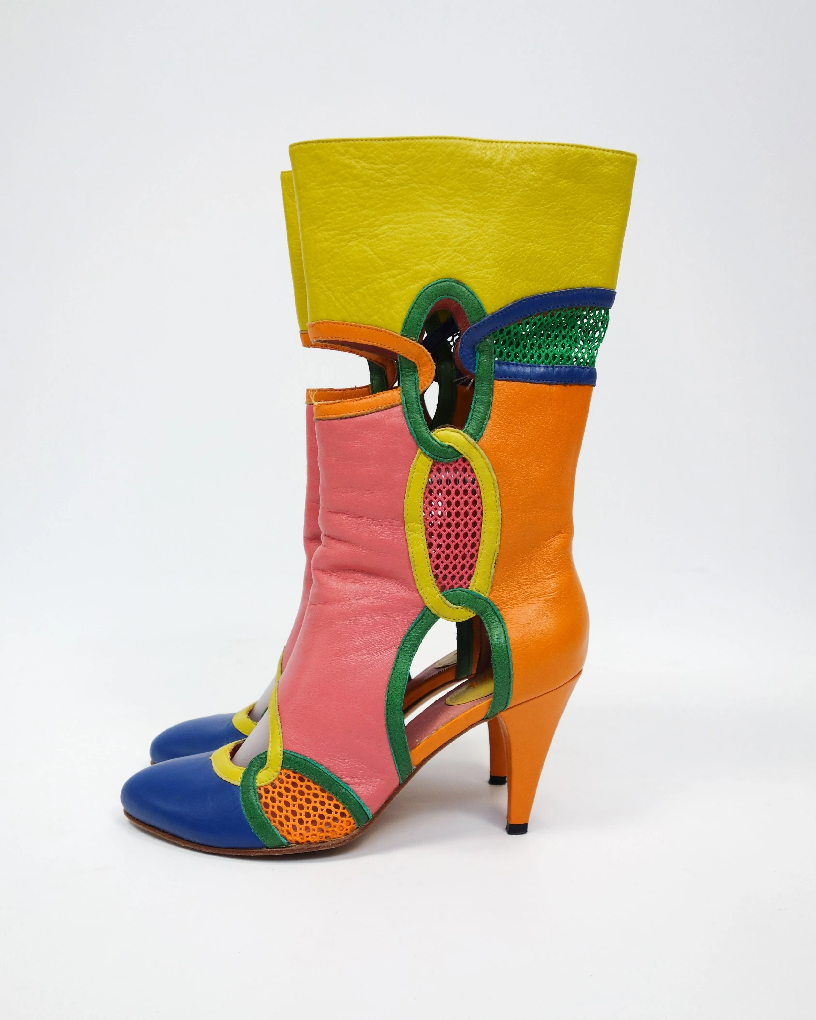 Diesel Multicolor High-Heeled Boots 1990's