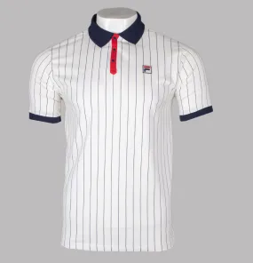 Fila Vintage BB1 Classic Striped Polo Shirt Egret