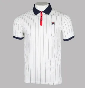 Fila Vintage BB1 Classic Striped Polo Shirt Gardenia/Fila Navy/Fila Red