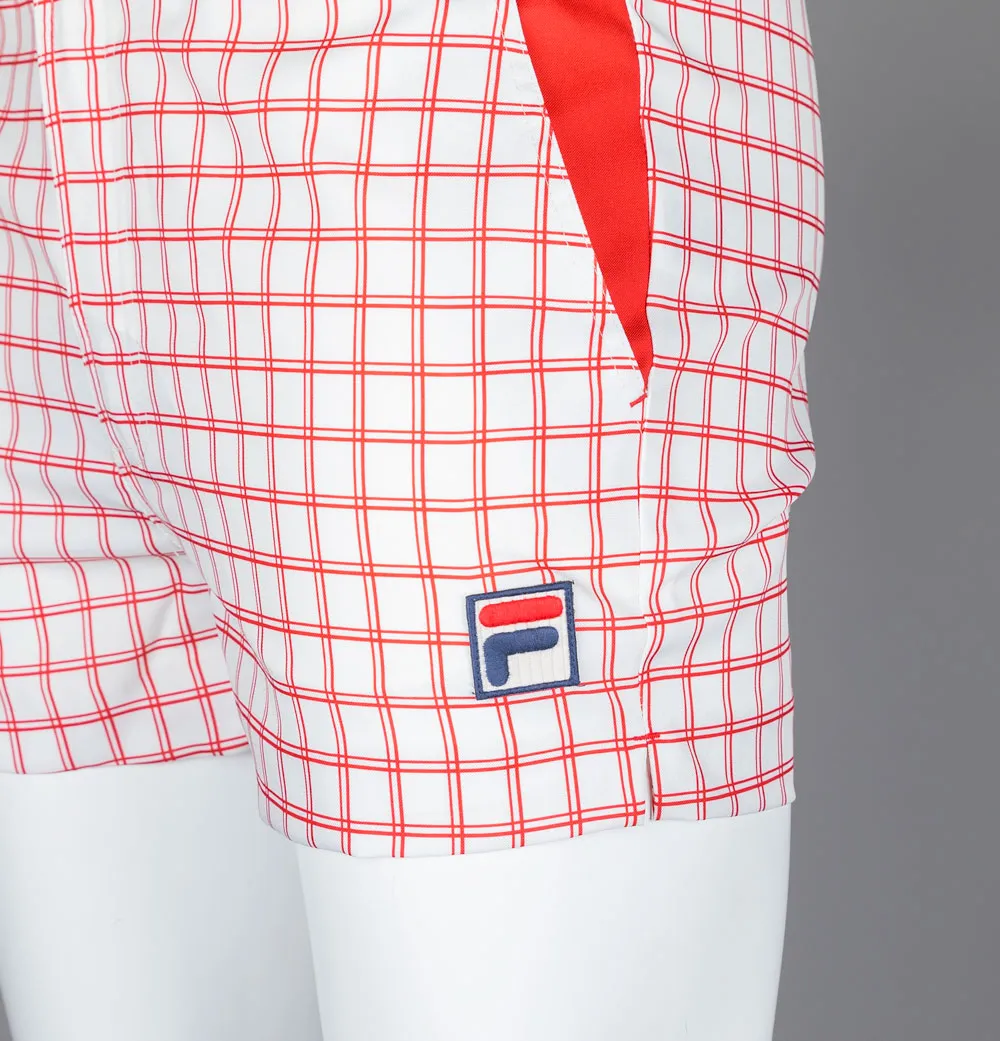 Fila Vintage Brookes Check Shorts Gardenia/Fila Red