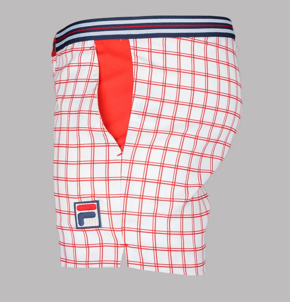 Fila Vintage Brookes Check Shorts Gardenia/Fila Red