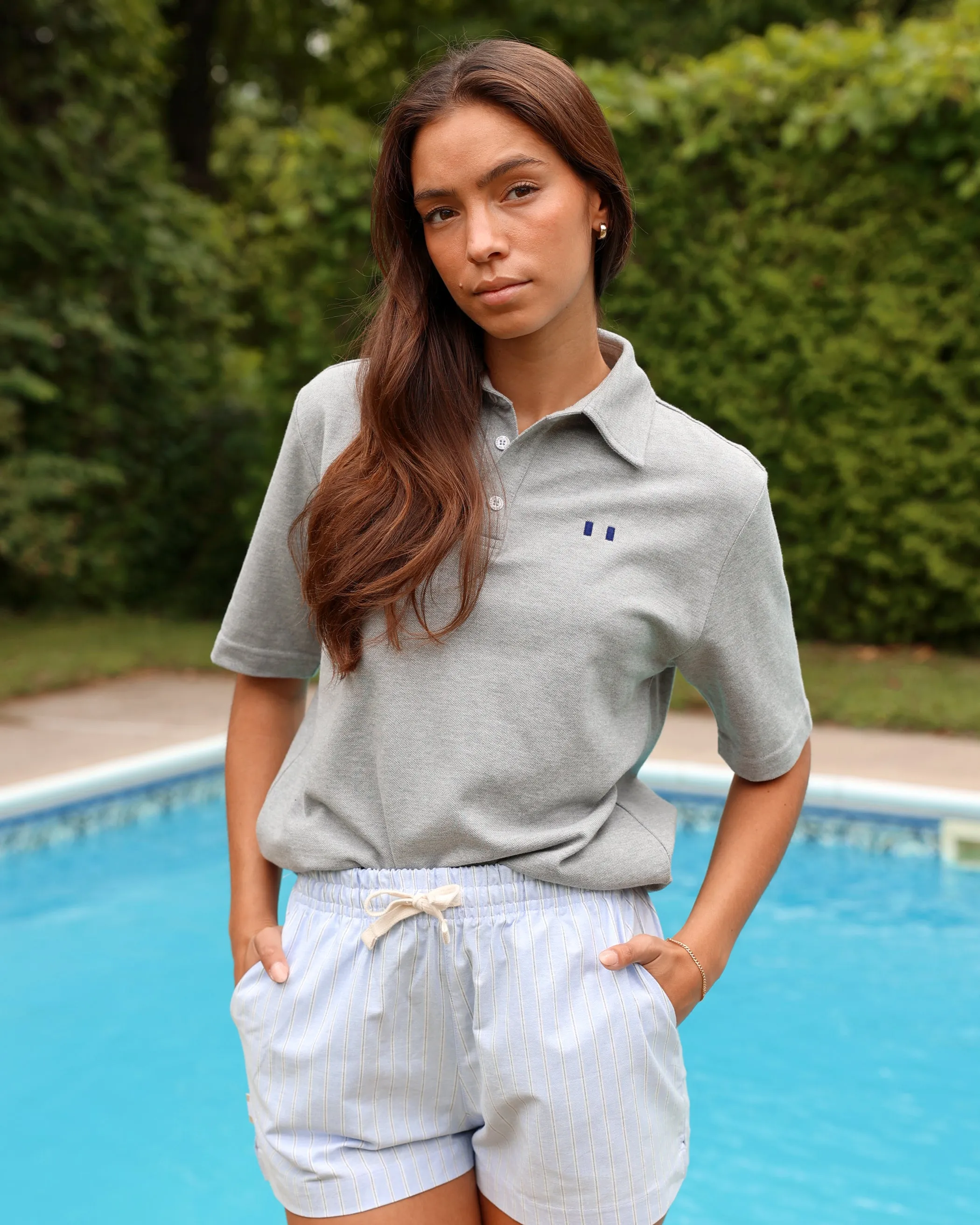 Flag Polo Shirt Heather Grey - Unisex