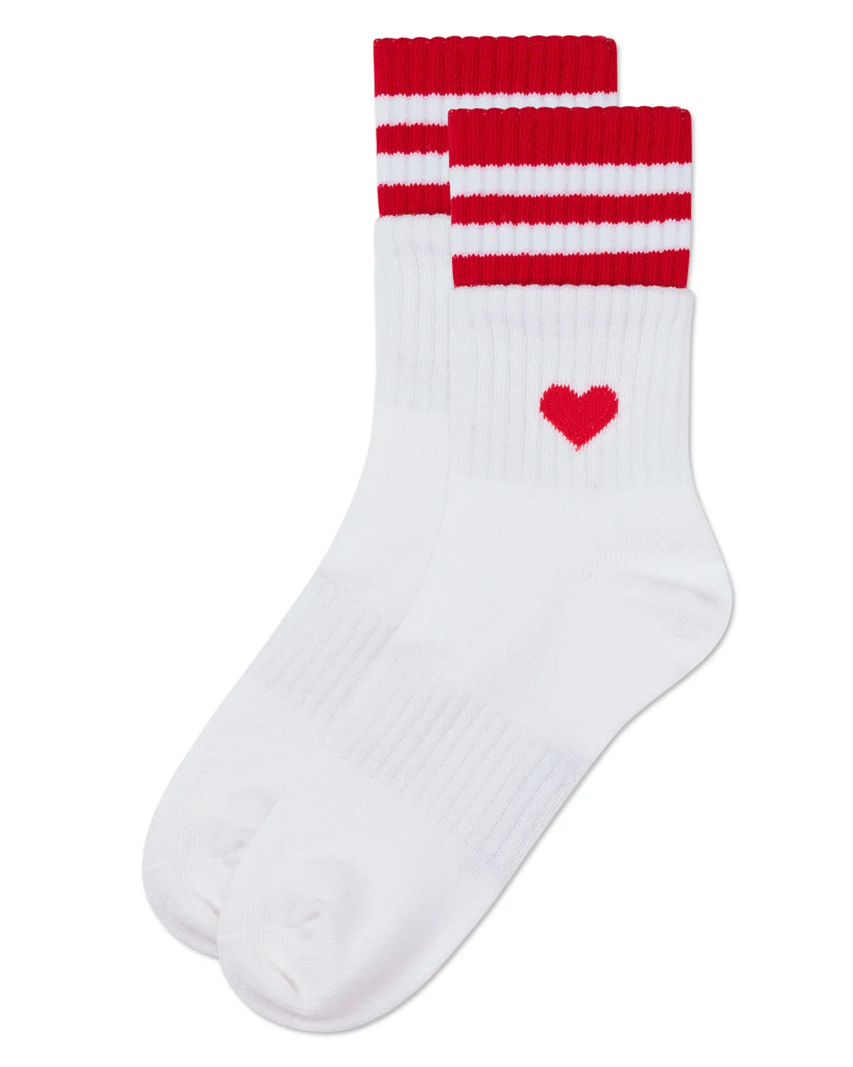 Girl's Sport Rib Heart Crew Socks