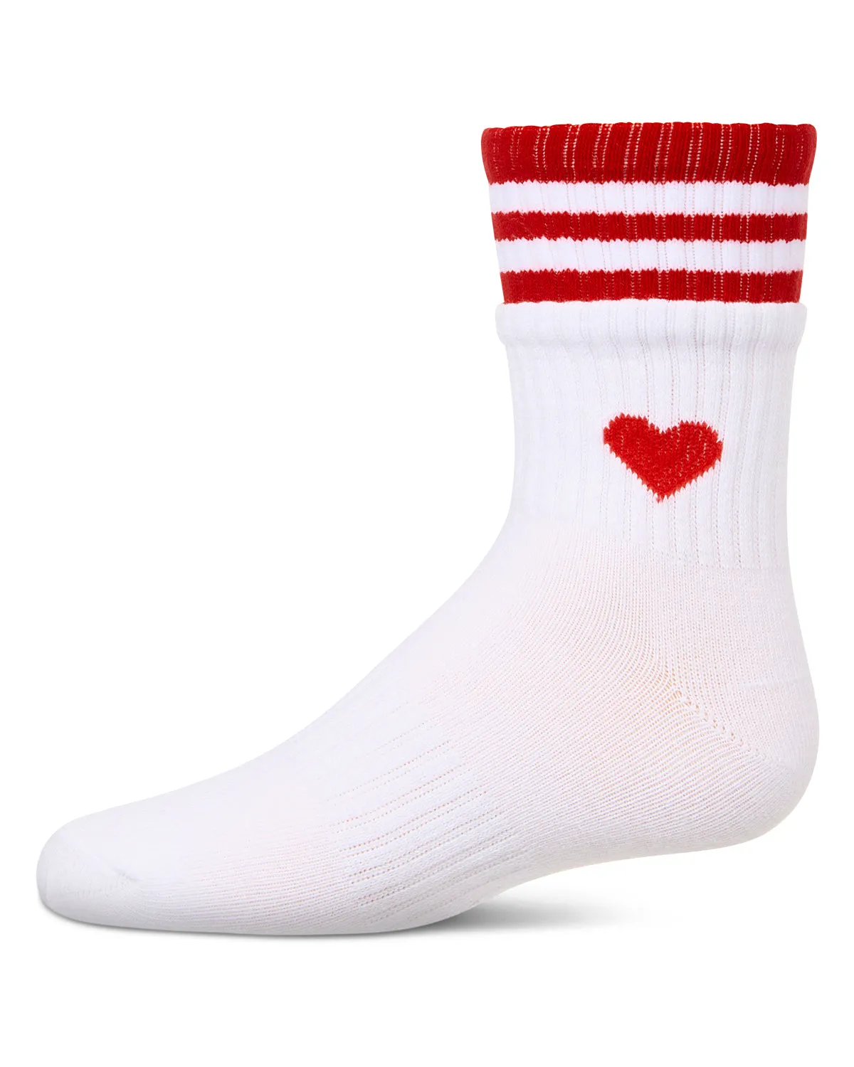 Girl's Sport Rib Heart Crew Socks