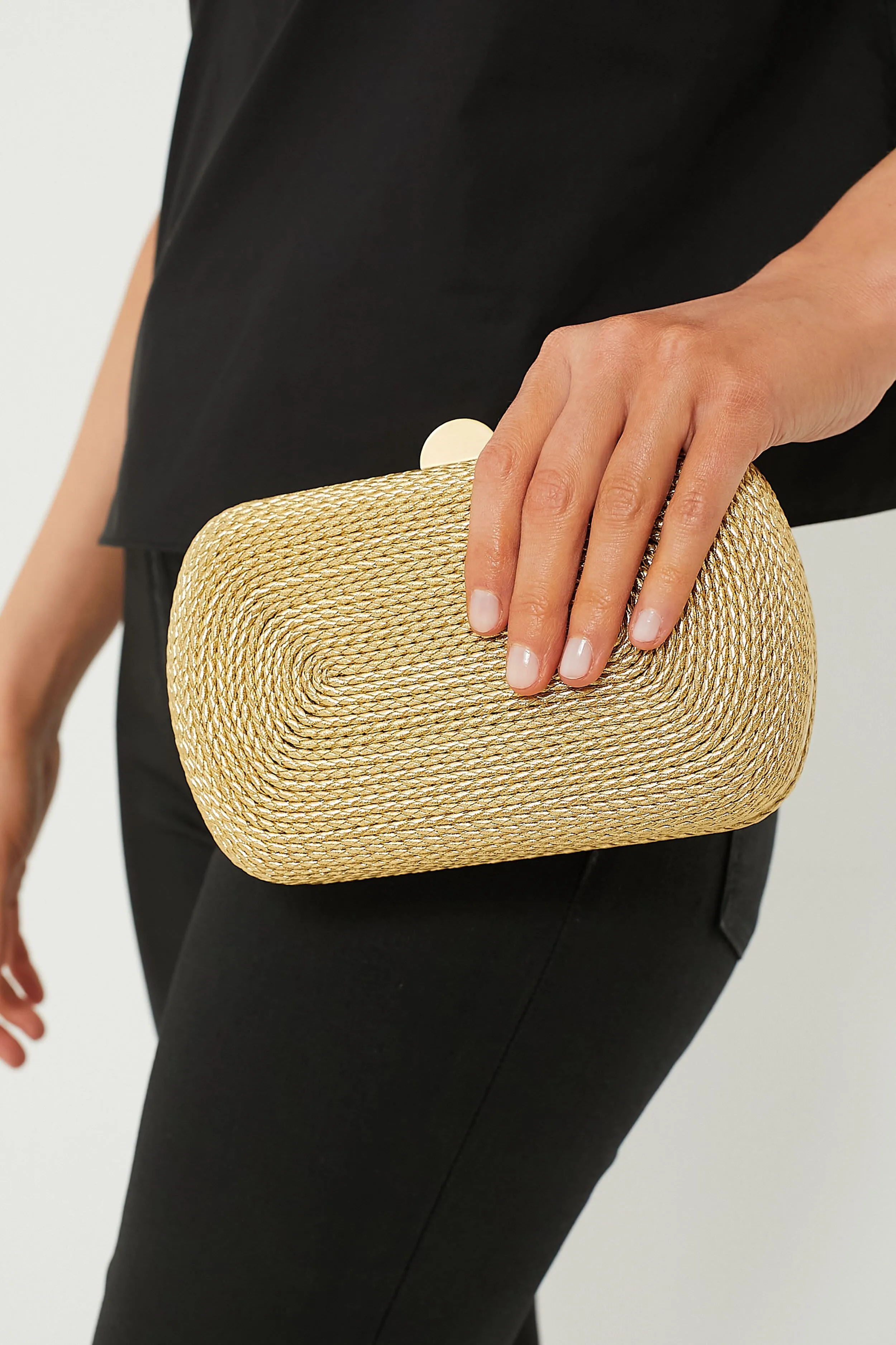 Gold Martina Coiled Rope Clutch