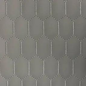 Gray Honeycomb Hexagon Quilted Foam Backed Faux Leather Vinyl Fabric