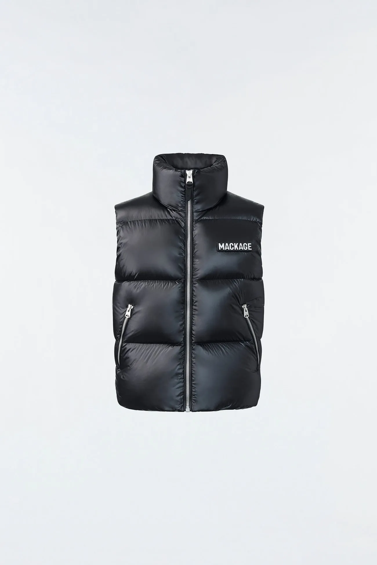 KANE lustrous light down vest with funnel collar Black