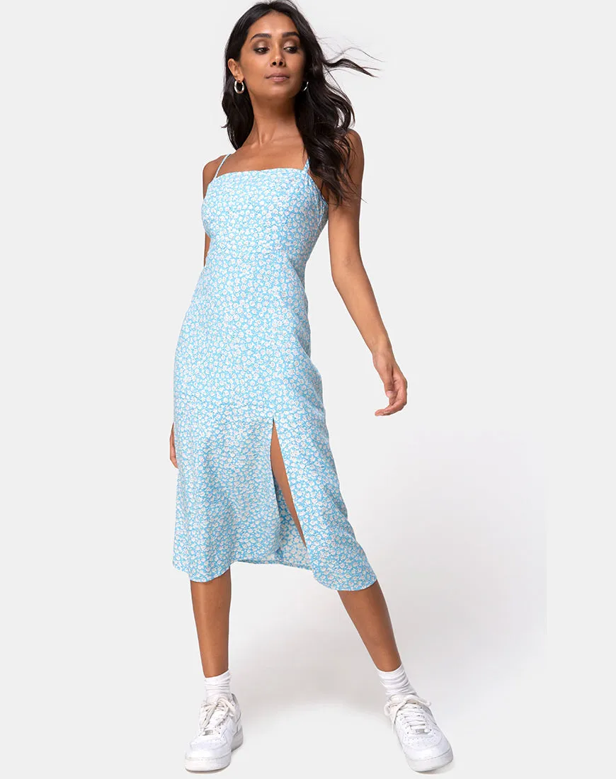 Kaoya Midi Dress in Ditsy Rose Blue