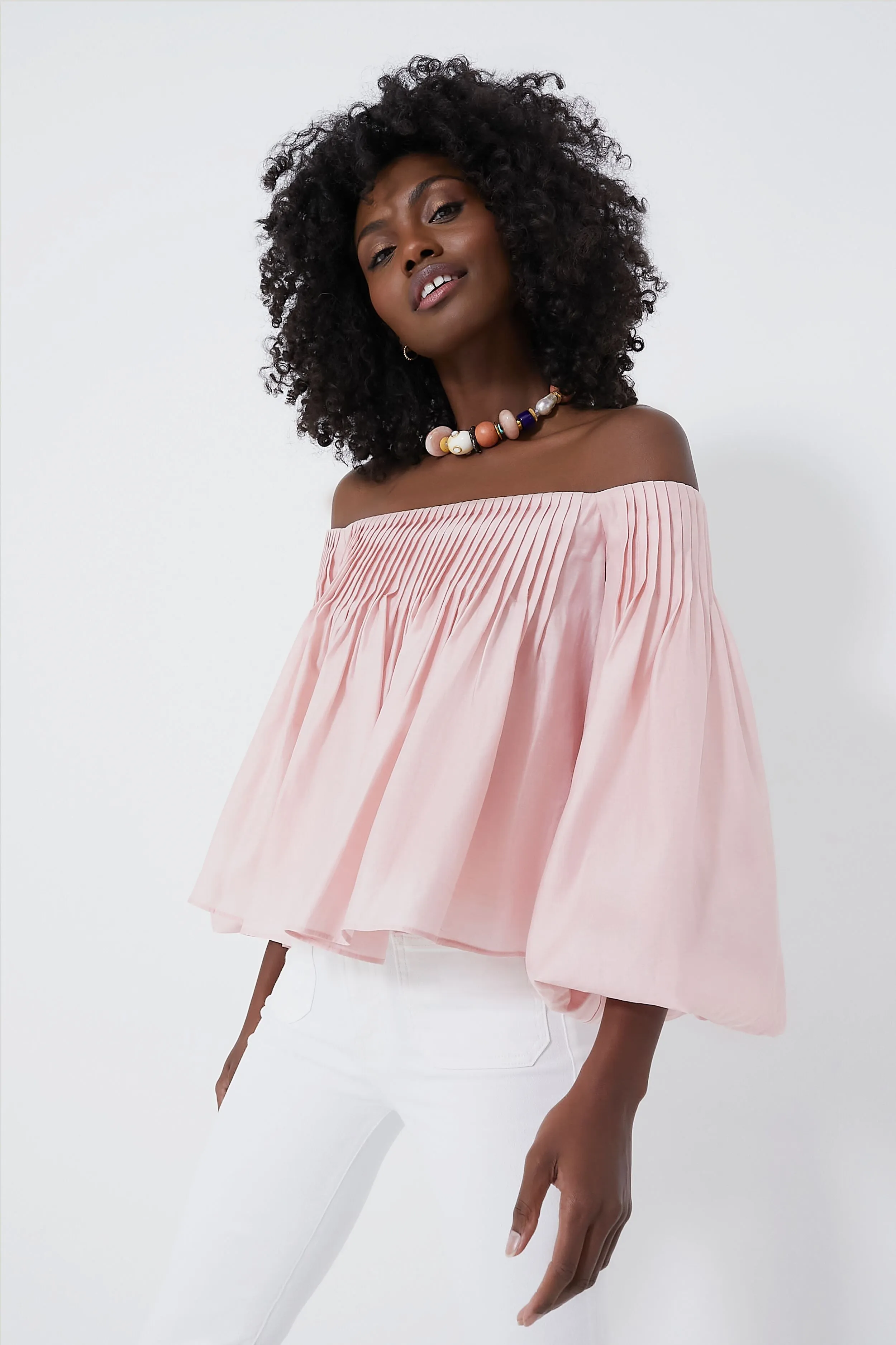 Light Pink Pleated Portia Top