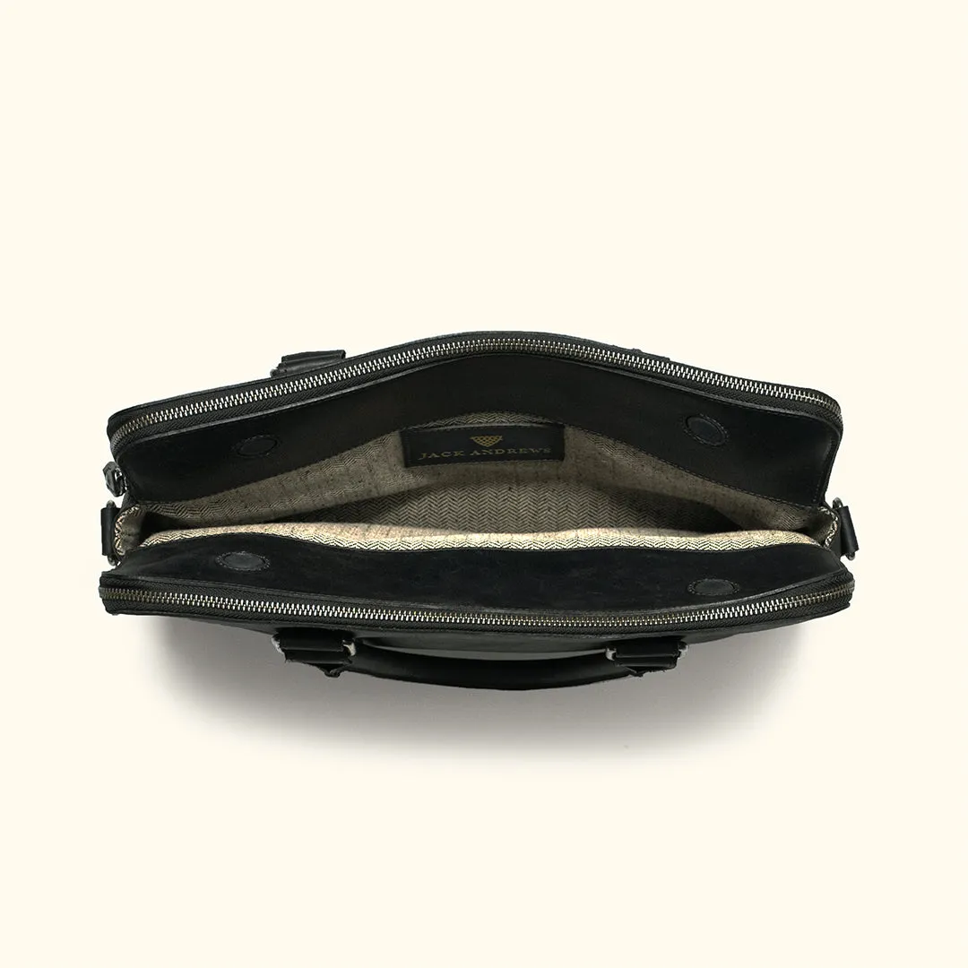 Limited Edition Jefferson Leather Attaché Briefcase | Black