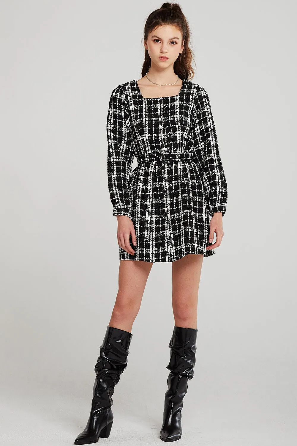 Lisa Plaid Belted Dress