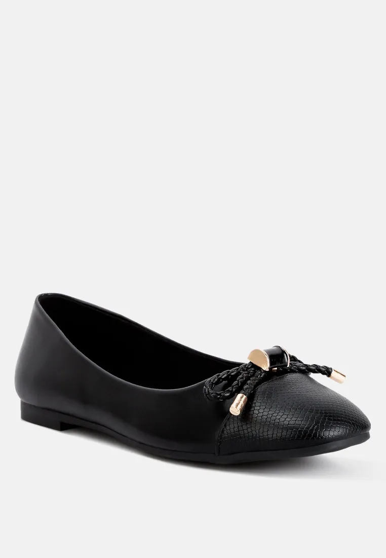 Moi Metallic Embellished Flat Ballerinas By Ruw