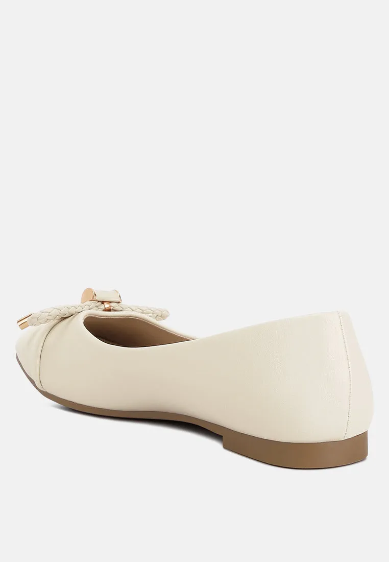 Moi Metallic Embellished Flat Ballerinas By Ruw