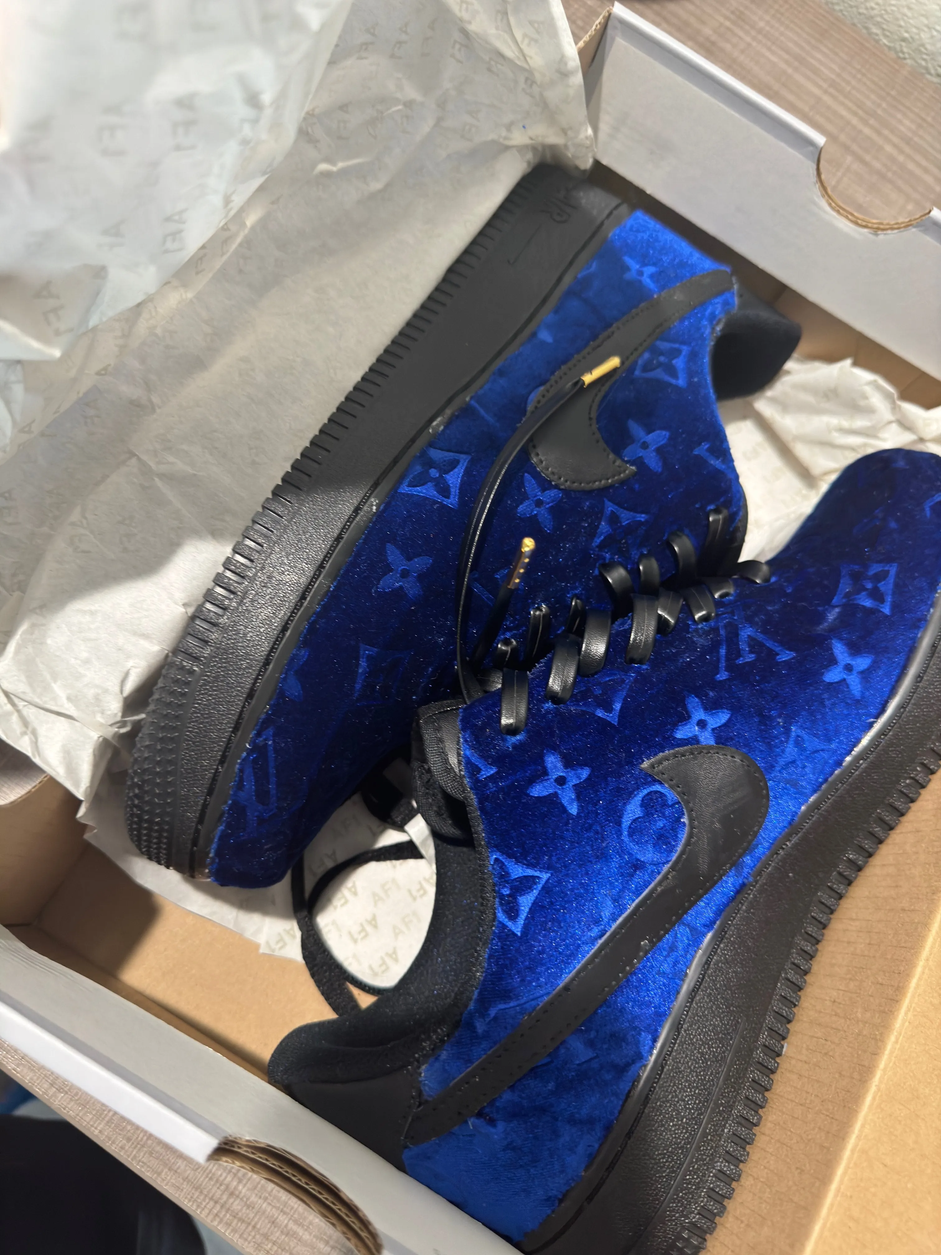 Navy Blue Velvet AF1