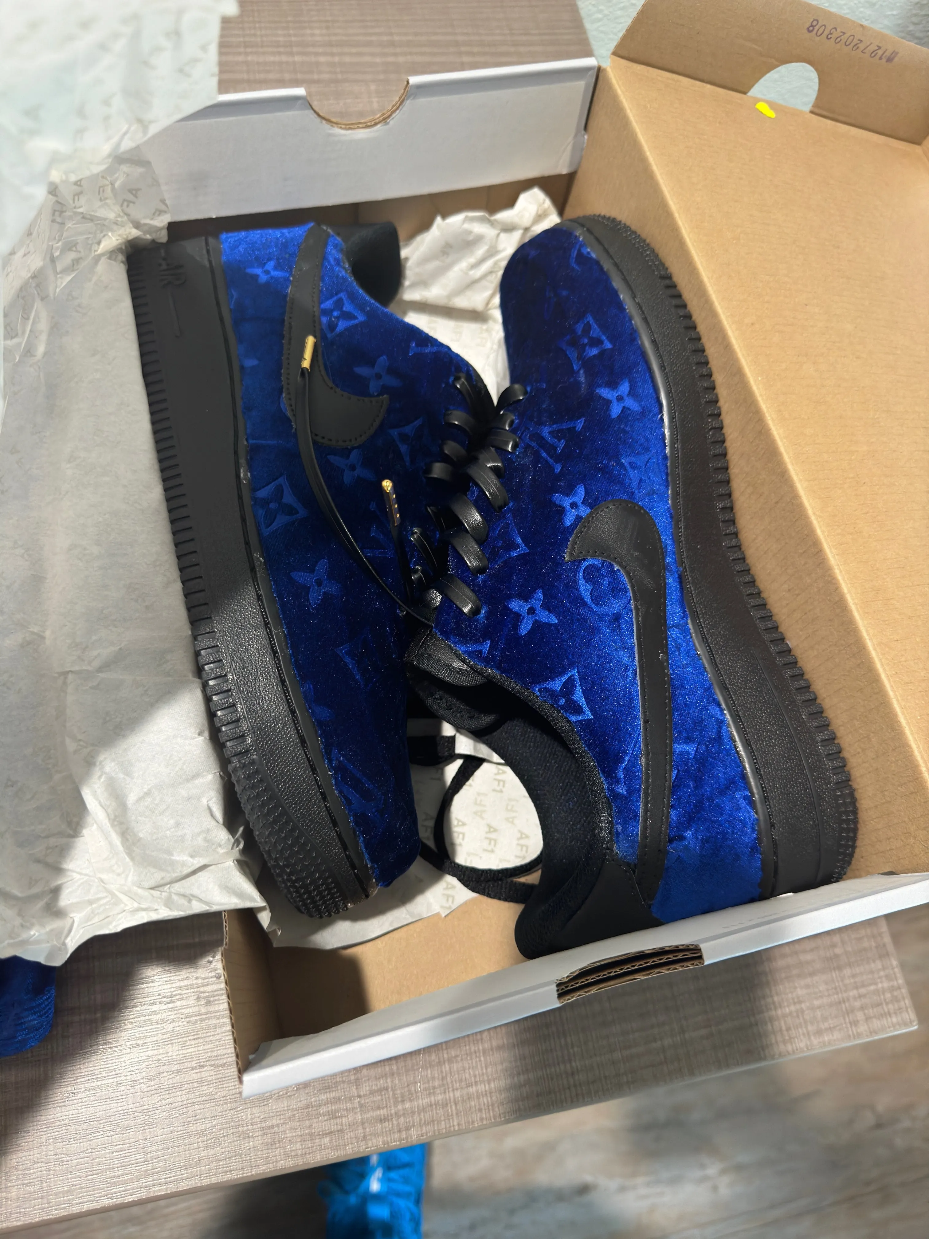 Navy Blue Velvet AF1