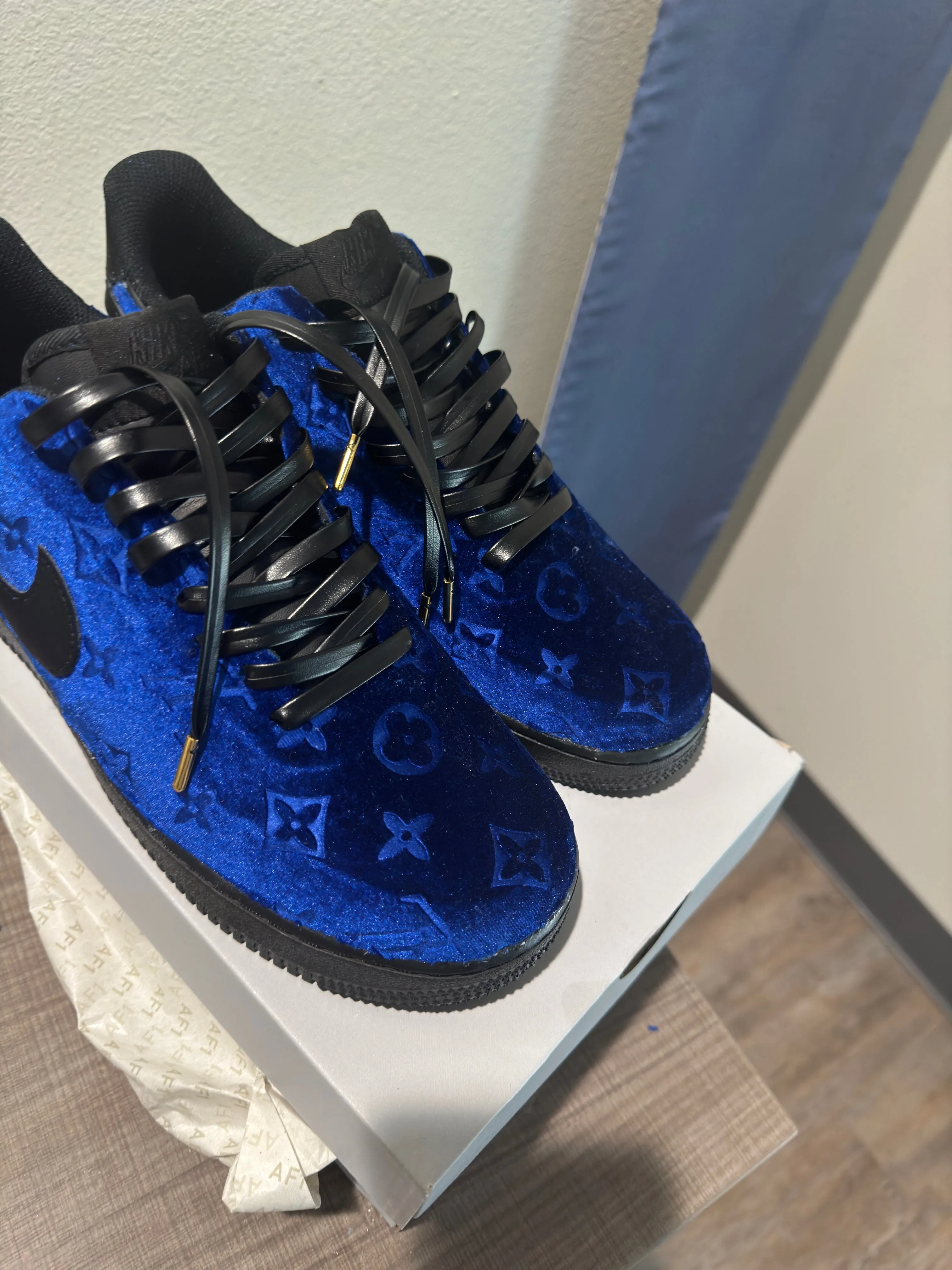 Navy Blue Velvet AF1