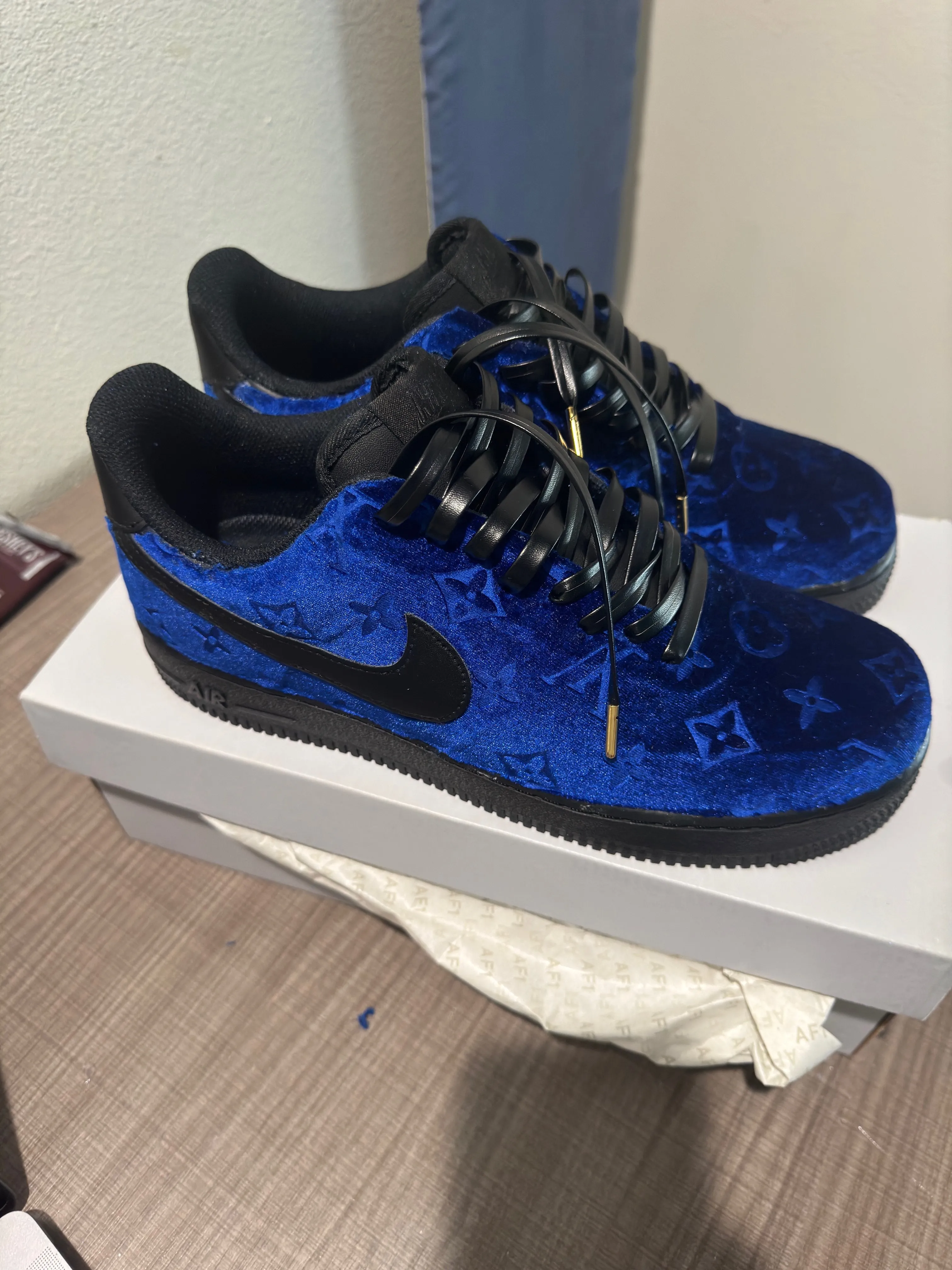 Navy Blue Velvet AF1