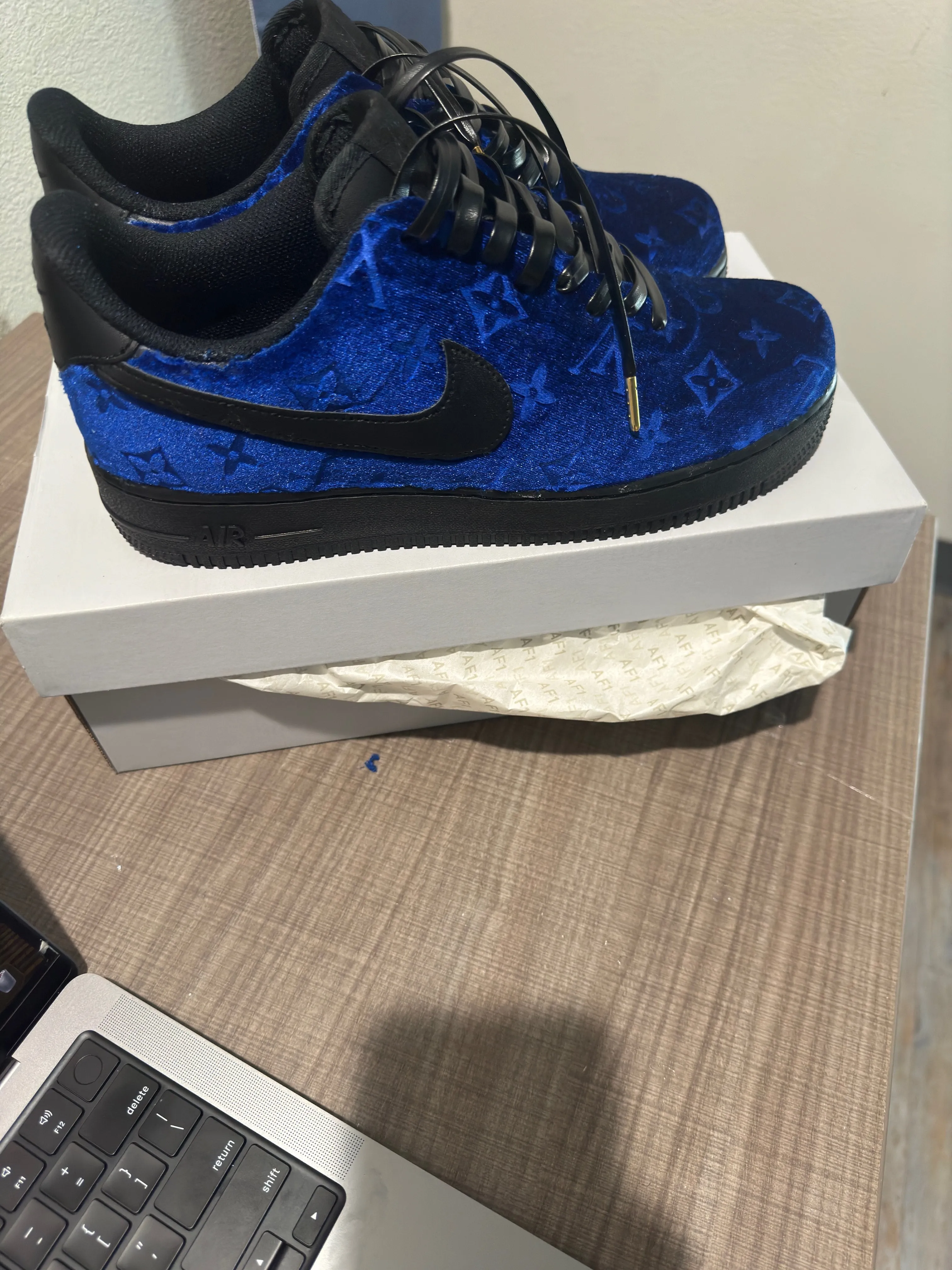 Navy Blue Velvet AF1