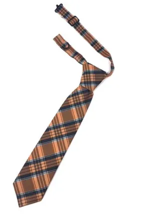 Orange Madison Plaid Kids Necktie