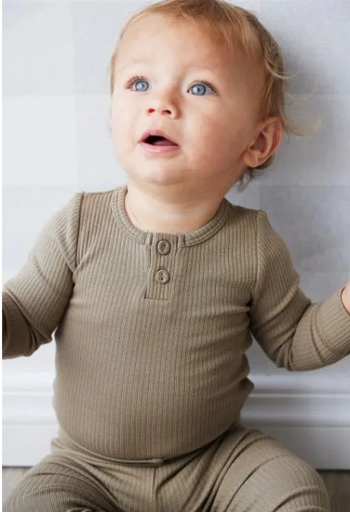 Organic Cotton Modal Long Sleeve Bodysuit - Oak