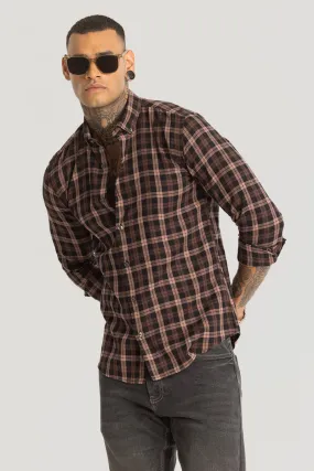 Peach Plaid Checks Shirt