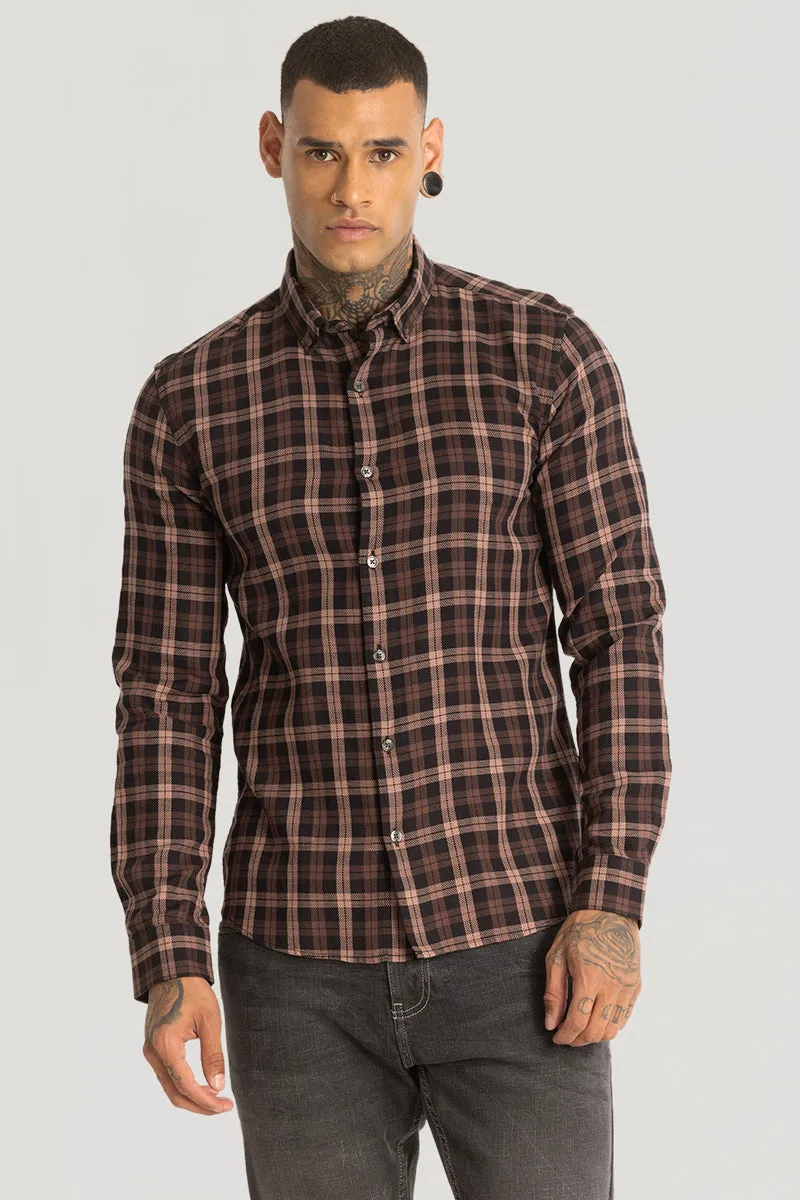 Peach Plaid Checks Shirt