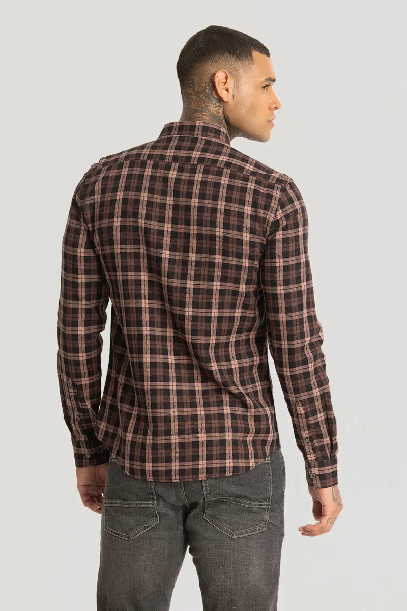 Peach Plaid Checks Shirt